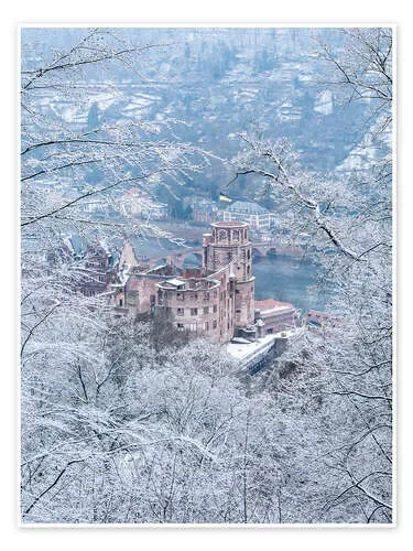Castle in the snow, Heidelberg, Baden-Wurttemberg, Germany de Jan Christopher Becke
