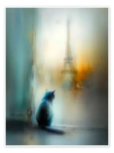 Cat in front of the Eiffel Tower de Peter Roder