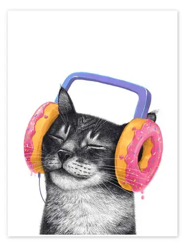 Cat with Donut Headphones de Valeriya Korenkova