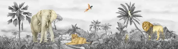 cenefa autoadhesiva animales de la selva gris de Sanders & Sanders – 601304
