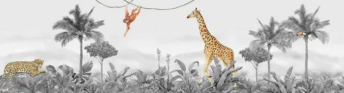 cenefa autoadhesiva animales de la selva gris de Sanders & Sanders – 601318
