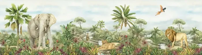 cenefa autoadhesiva animales de la selva verde de Sanders & Sanders – 601305