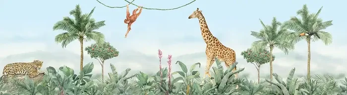 cenefa autoadhesiva animales de la selva verde y azul de Sanders & Sanders – 601303