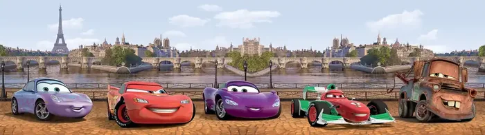 cenefa autoadhesiva Cars rojo, morado y verde de Disney – 600031