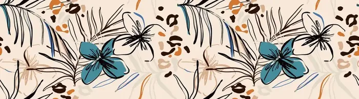 cenefa autoadhesiva diseño floral beige, azul y naranja de Sanders & Sanders – 601314