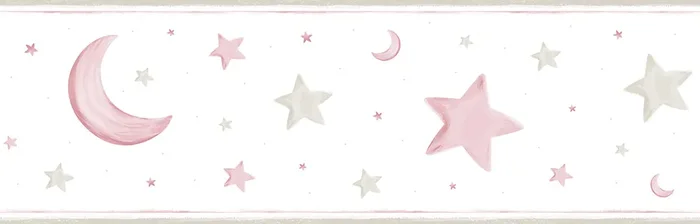 cenefa autoadhesiva estrellas rosa y beige de Sanders & Sanders – 640484