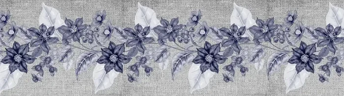 cenefa autoadhesiva flores vintage gris y azul oscuro agrisado de Sanders & Sanders – 600079