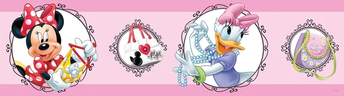 cenefa autoadhesiva Minnie Mouse & Pata Daisy rosa de Disney – 600006