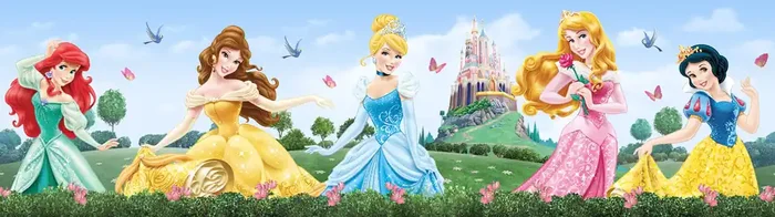 cenefa autoadhesiva Princesas azul, verde y amarillo de Disney – 600032