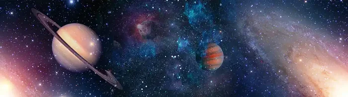 cenefa autoadhesiva universo azul oscuro, naranja y rosa melocotón de Sanders & Sanders – 600072