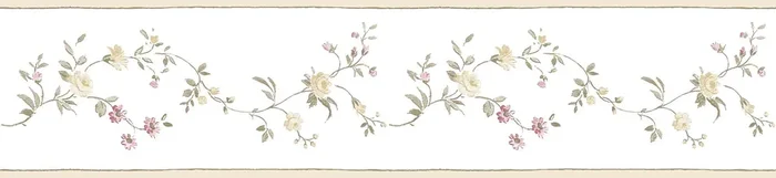 cenefa de papel pintado flores amarillo ocre, verde y blanco de Sanders & Sanders – 640436