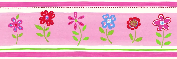 cenefa de papel pintado flores rosa de ESTAhome – 177303