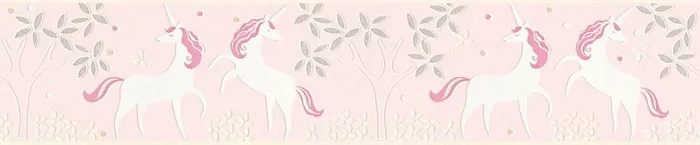 cenefa de papel pintado unicornios rosa lila y morado de A.S. Création – AS-369903