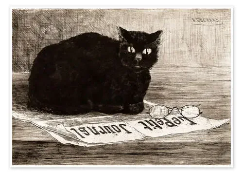 chat noir sur un journal de Henri Charles Guérard Master Collection
