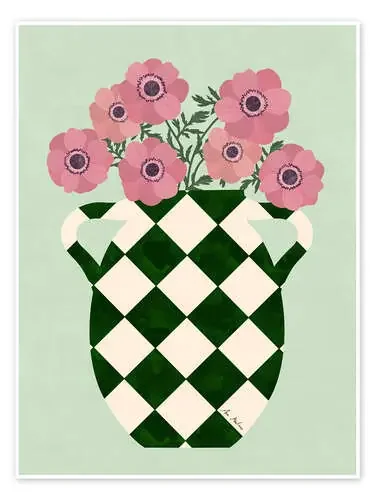 Checkered vase with anemones de EL BUEN LIMÓN