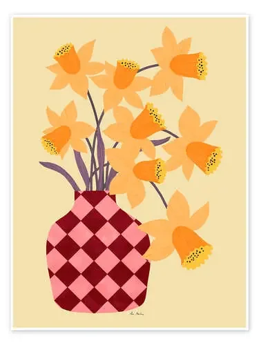 Checkered vase with daffodils de EL BUEN LIMÓN