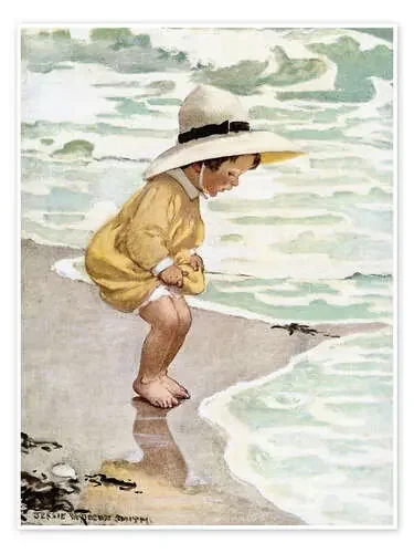 Chico jugando en el agua de Jessie Willcox Smith Master Collection