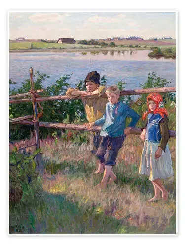 Children at the lake de Nikolay Bogdanov-Belsky Master Collection