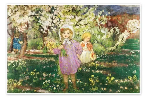 Children in an Orchard in Blossom de Henri Lebasque Bridgeman Images