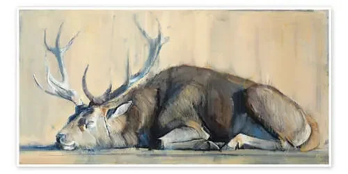 Ciervo tumbado de Mark Adlington Bridgeman Images