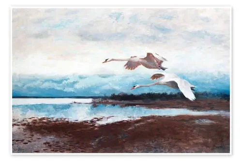 Cisnes en vuelo de Bruno Andreas Liljefors Master Collection