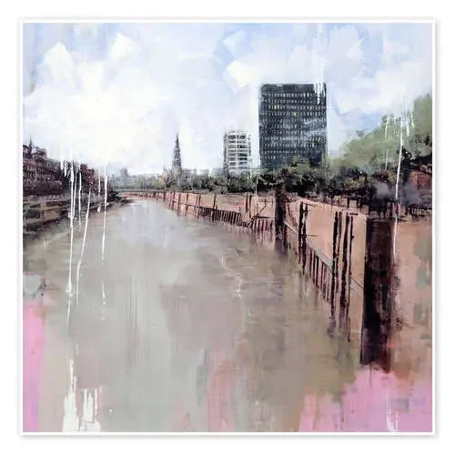 City view of Hamburg – Fleet in spring de Eduard Warkentin