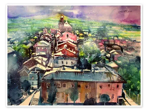 Ciudad vieja de Umbría de Castiglione de Johann Pickl