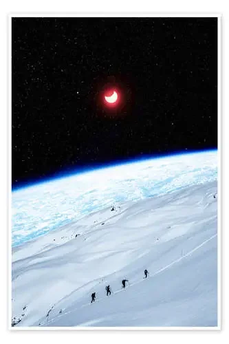 Climbers of Space under Glowing Crescent Moon de Gen Z