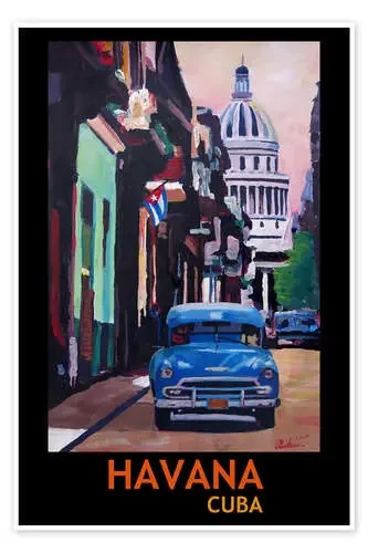 Coche azul en la Habana de M. Bleichner