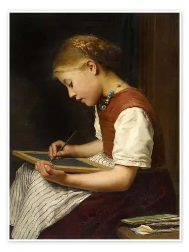 Colegiala haciendo los deberes de Albert Anker Master Collection