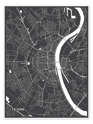 Cologne Germany Map de Main Street Maps