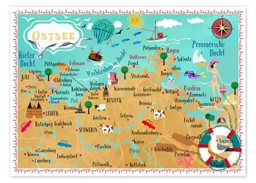 Colorido mapa del mar báltico de Taika Tori