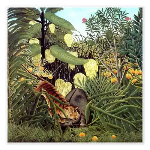 Combate entre un tigre y un búfalo de Henri Rousseau Master Collection