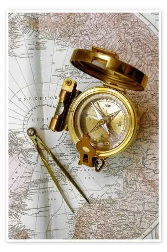 Compass and dividers on a map de Tony Craddock Science Photo Library