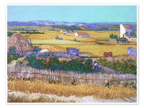 Cosecha con carros azules de Vincent van Gogh Master Collection
