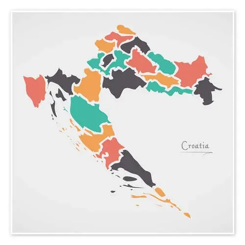 Croatia map modern abstract with round shapes de Ingo Menhard