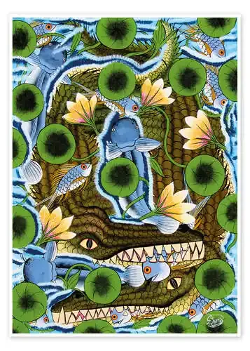 Crocodiles in water lilies de Zuberi Tanzania Art & Licensing