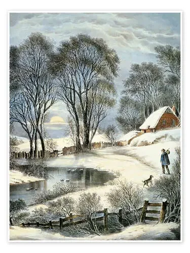 Currier & Ives Winter Moonlight. de N. & J.M. Currier & Ives Granger Collection