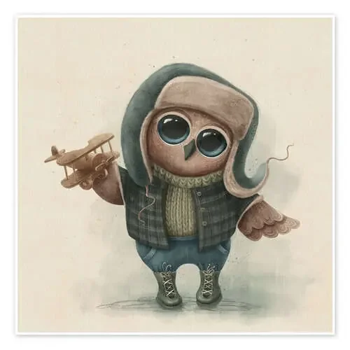 Cute Owl with Plane Toy de Elena Schweitzer