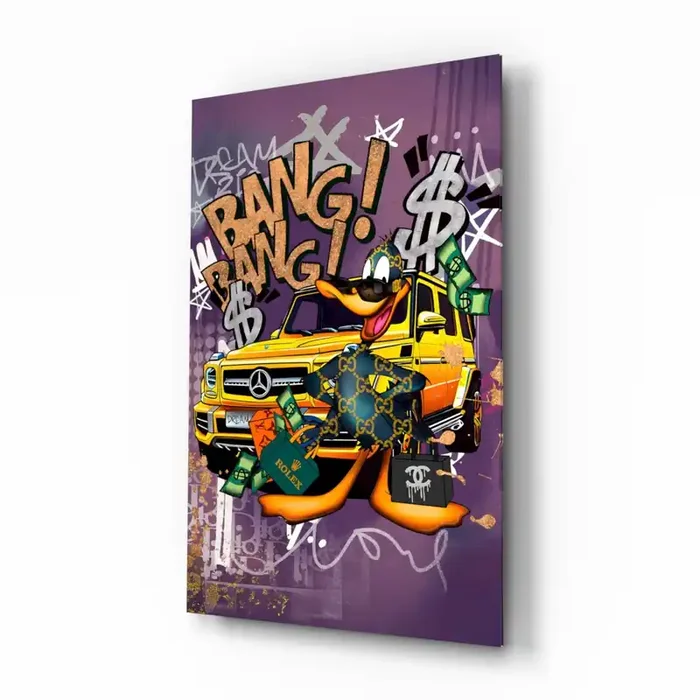 Daffy Luxury and Speed Glass Wall Art Designer Collection – 28.5 » X 18 «
