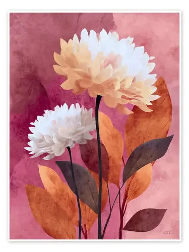Dahlias on red de artill