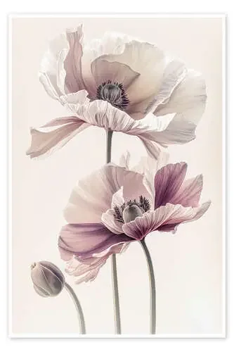 Delicate Poppy Blossoms on Beige de Dreamscapes