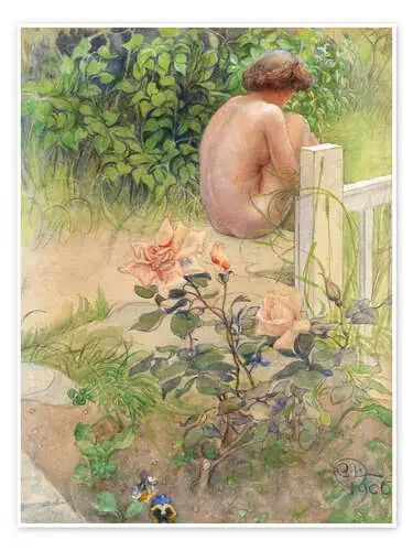 Desnuda en el jardín de Carl Larsson Master Collection