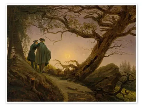 Dos hombres contemplando la luna de Caspar David Friedrich Master Collection