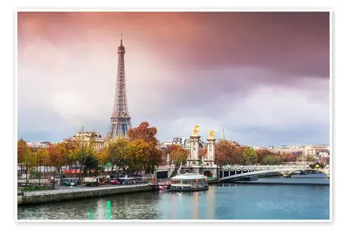 Eiffel Tower and River Seine at sunset in autumn, Paris de Matteo Colombo