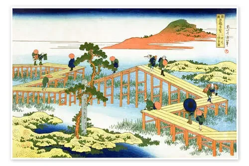 Eight part bridge, province of Mucawa de Katsushika Hokusai Bridgeman Images