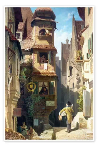 El cartero en el valle de las rosas de Carl Spitzweg Master Collection