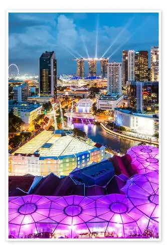 El centro de Singapur está bien iluminado. de Matteo Colombo