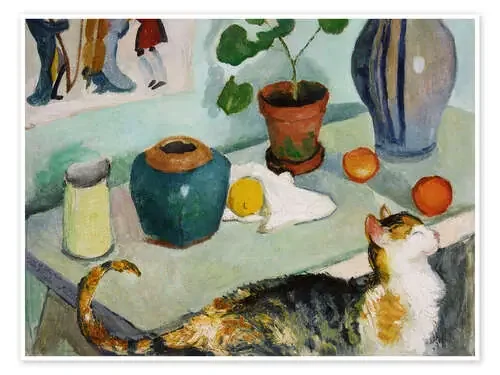 El espíritu de la casa – Naturaleza muerta con gato, 1910 de August Macke