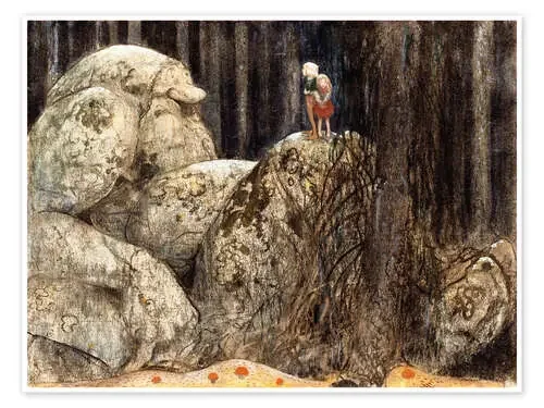 El niño y el trol de piedra de John Bauer Master Collection